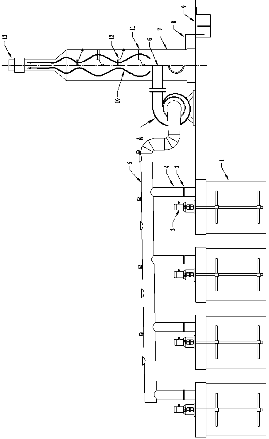A compound pumping system for the reaction of manganese ore powder and sulfuric acid