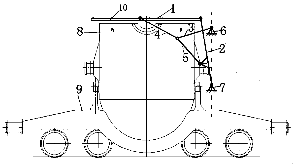 Six-connecting-rod control device for heat-insulating cover of hot-metal bottle