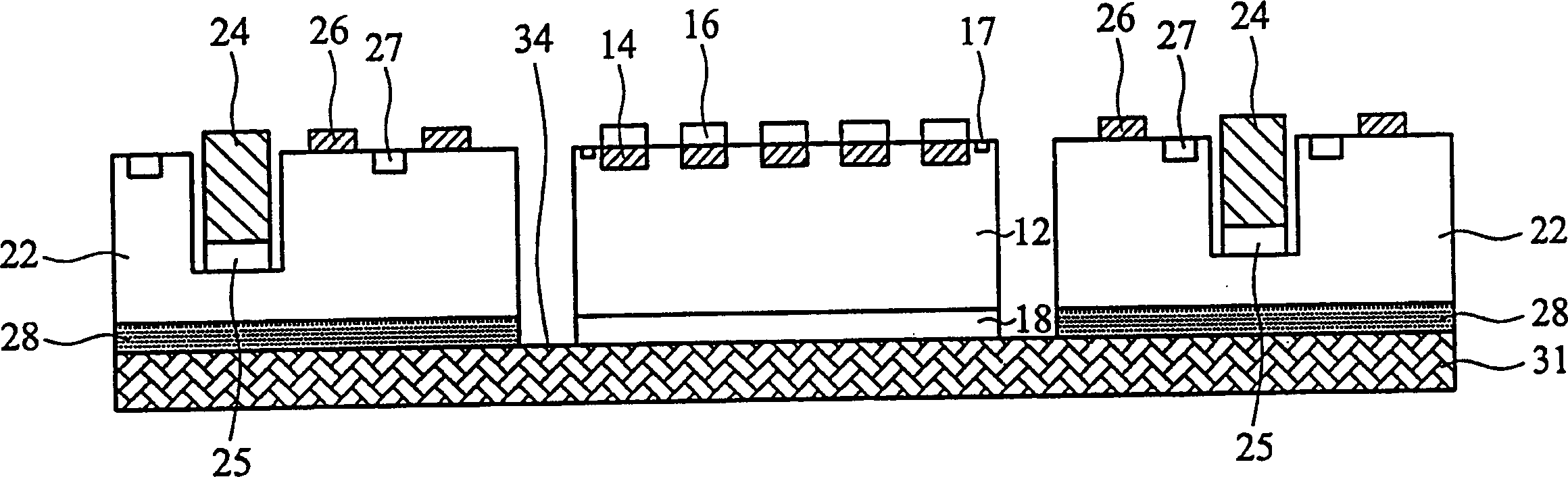 Integrated module board with embedded IC chip and passive element and its production method