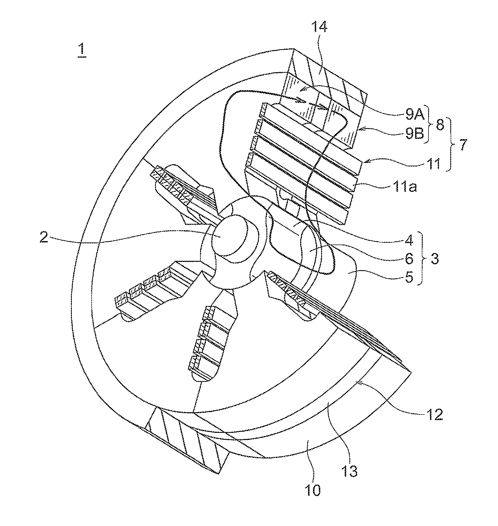 Magnetic inductor electric motor and manufacturing method therefor