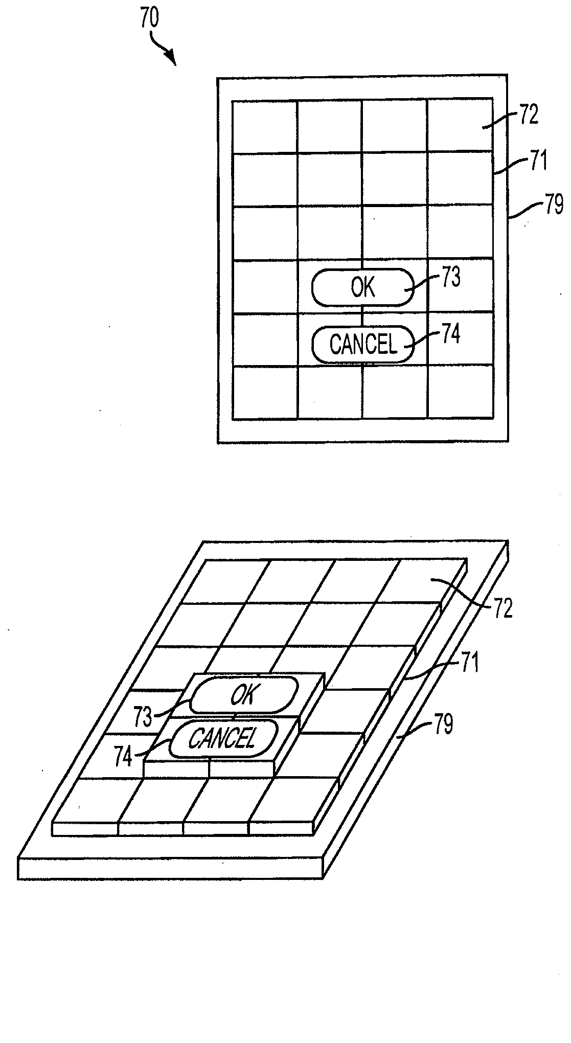 User interface having changeable topography