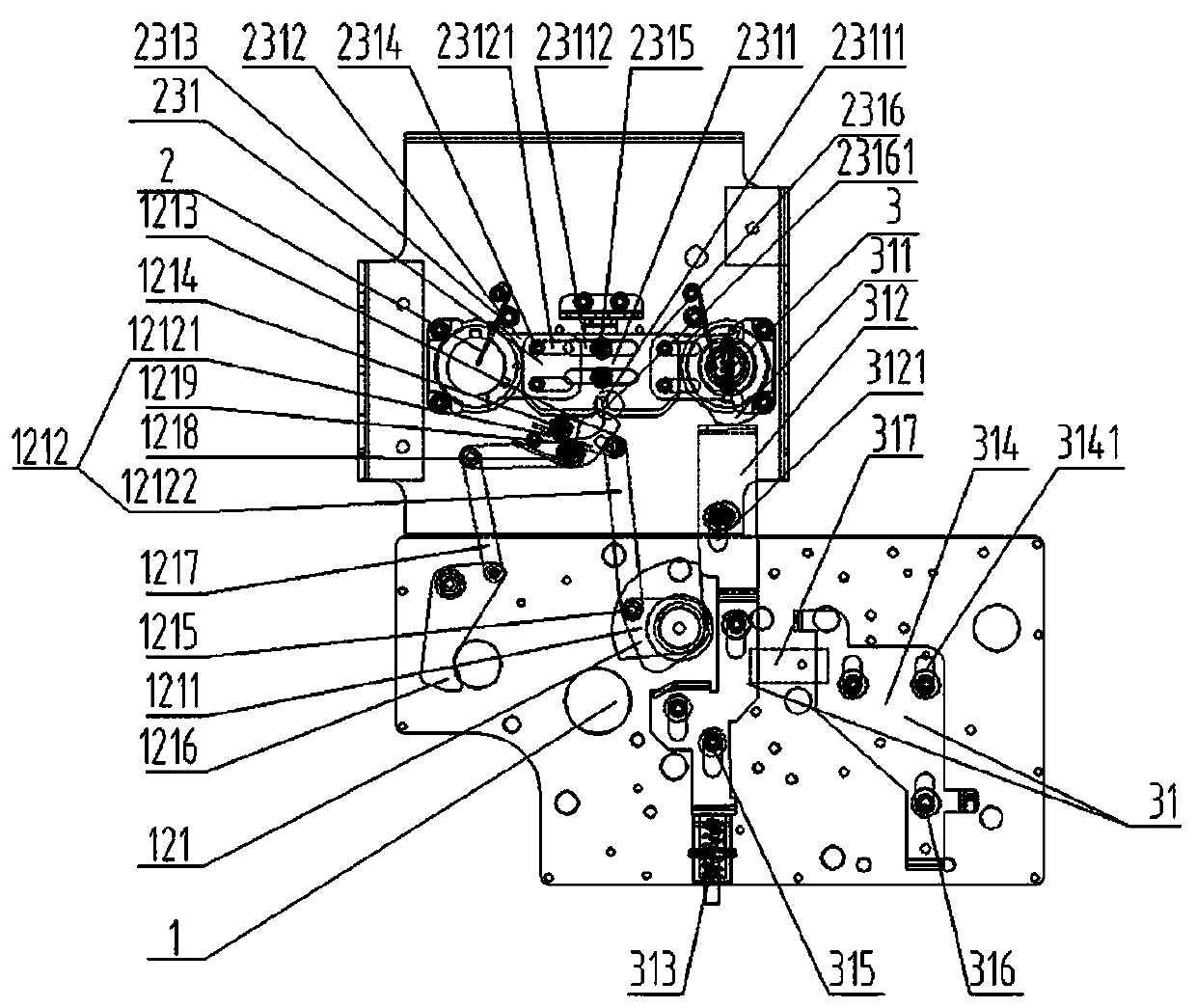 An operating mechanism of a vacuum switch ring network cabinet