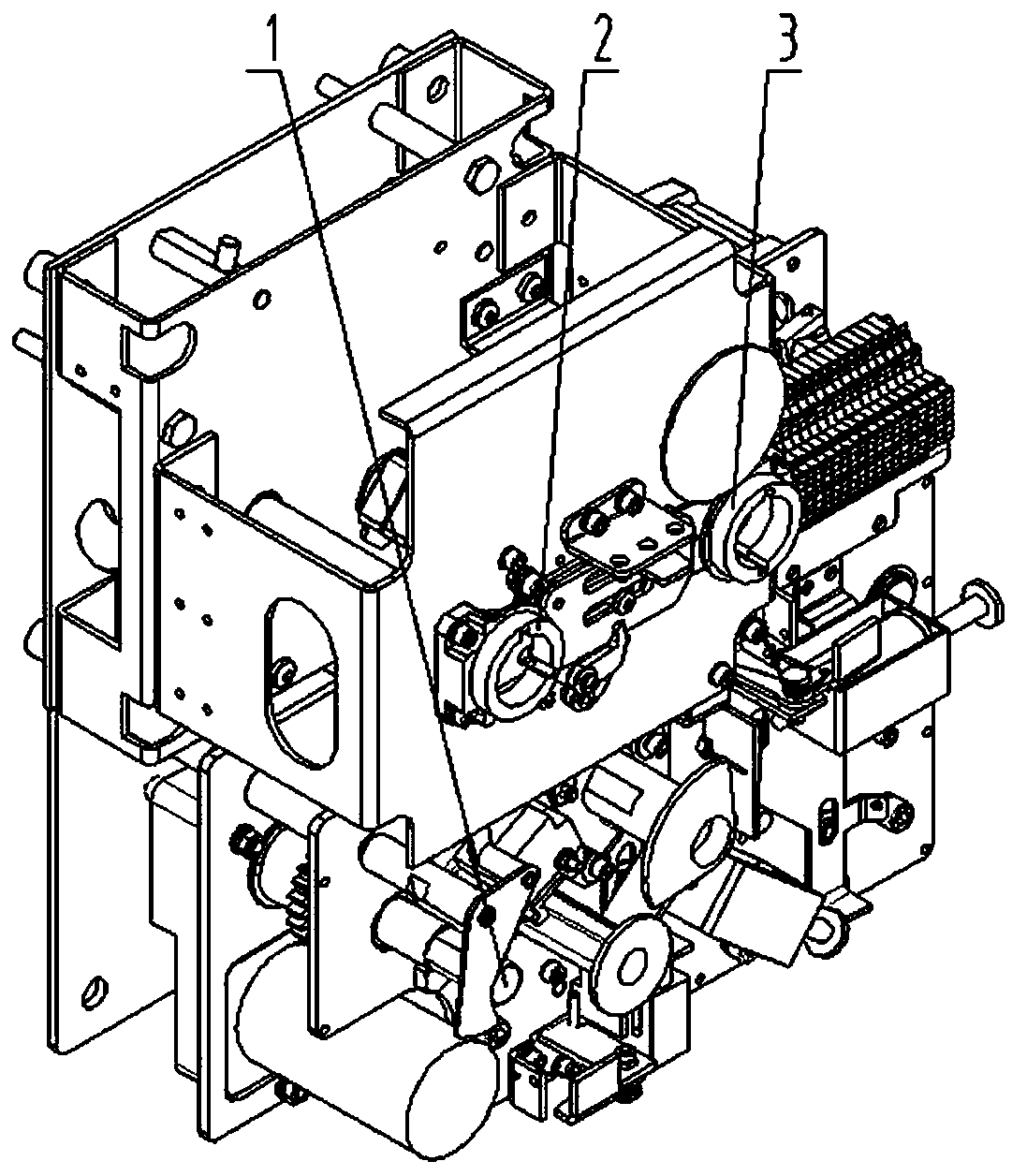 An operating mechanism of a vacuum switch ring network cabinet