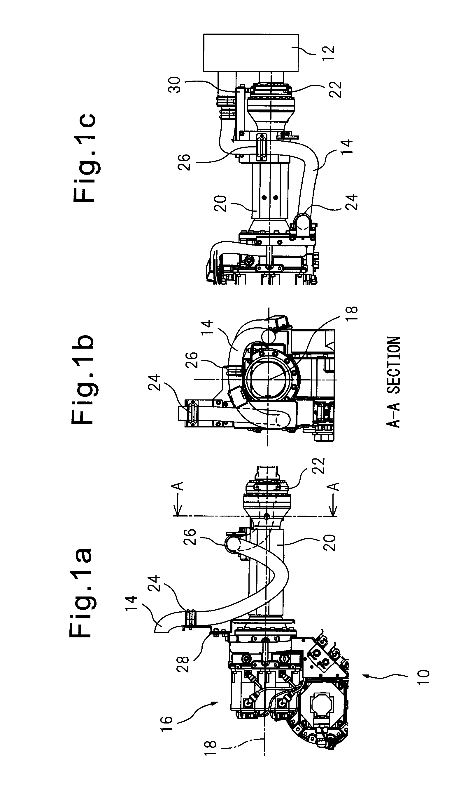 Umbilical member arrangement unit of robot arm section