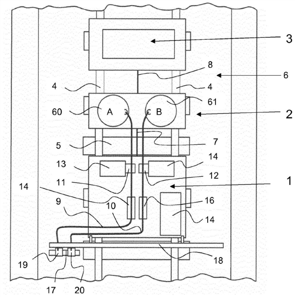 Device for discharging multi-component binders onto granular mixtures and method and use of the device for discharging