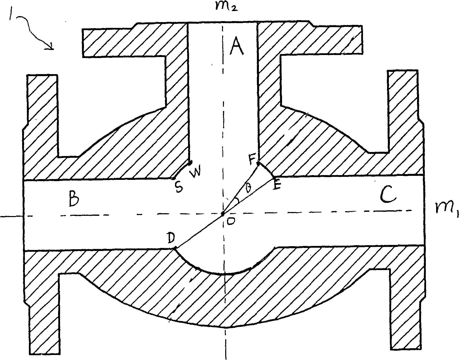 Three-way ball valve
