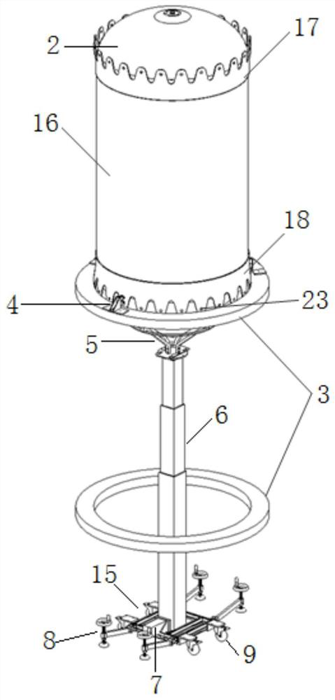 A guide device for assembly of a large storage tank of a spacecraft and its use control method