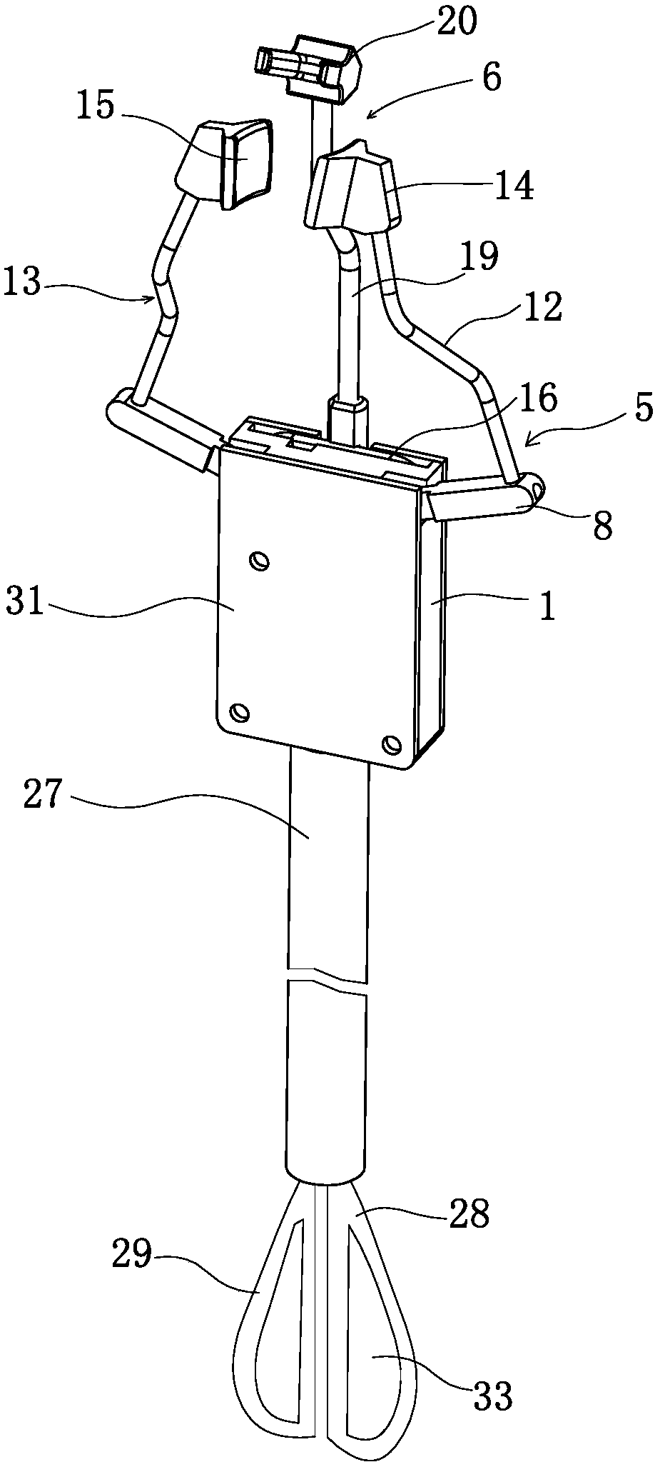 Clamping-pushing two-stage linkage cherry-picking tool