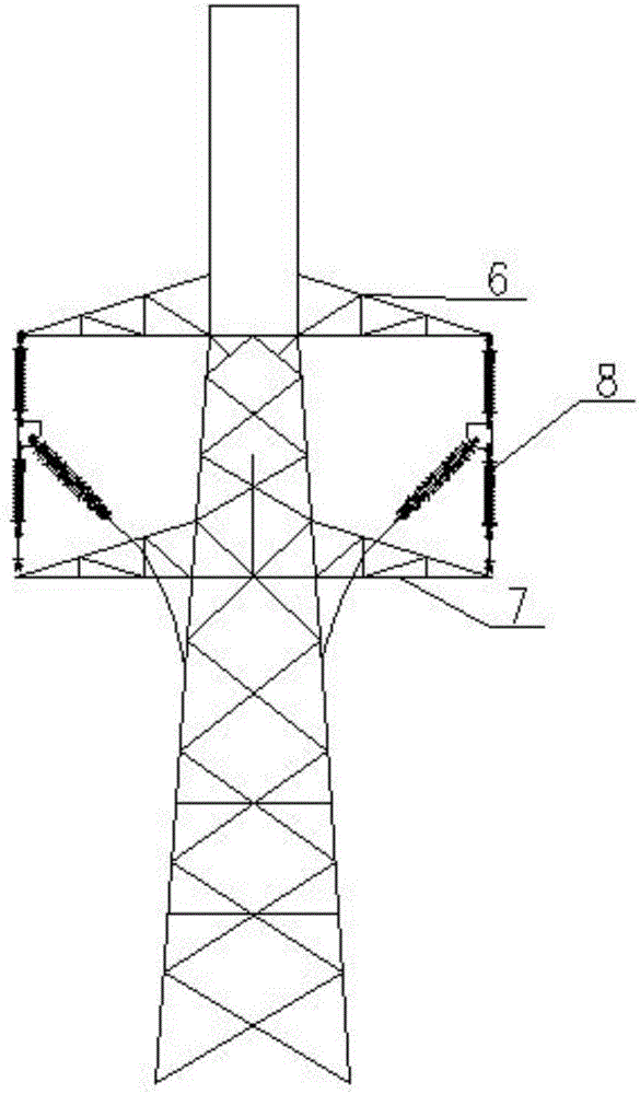 Cat-head type tower for one-way overhead line cable T joint