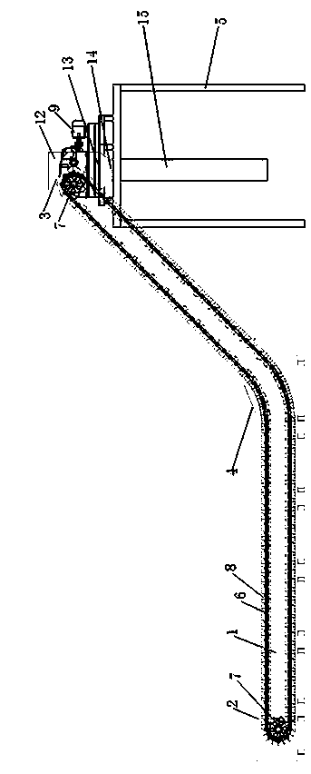 Ore conveying device and use method thereof