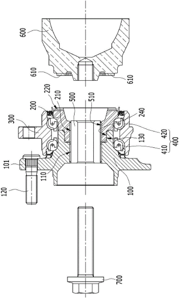 Wheel bearing combination structure and combination method