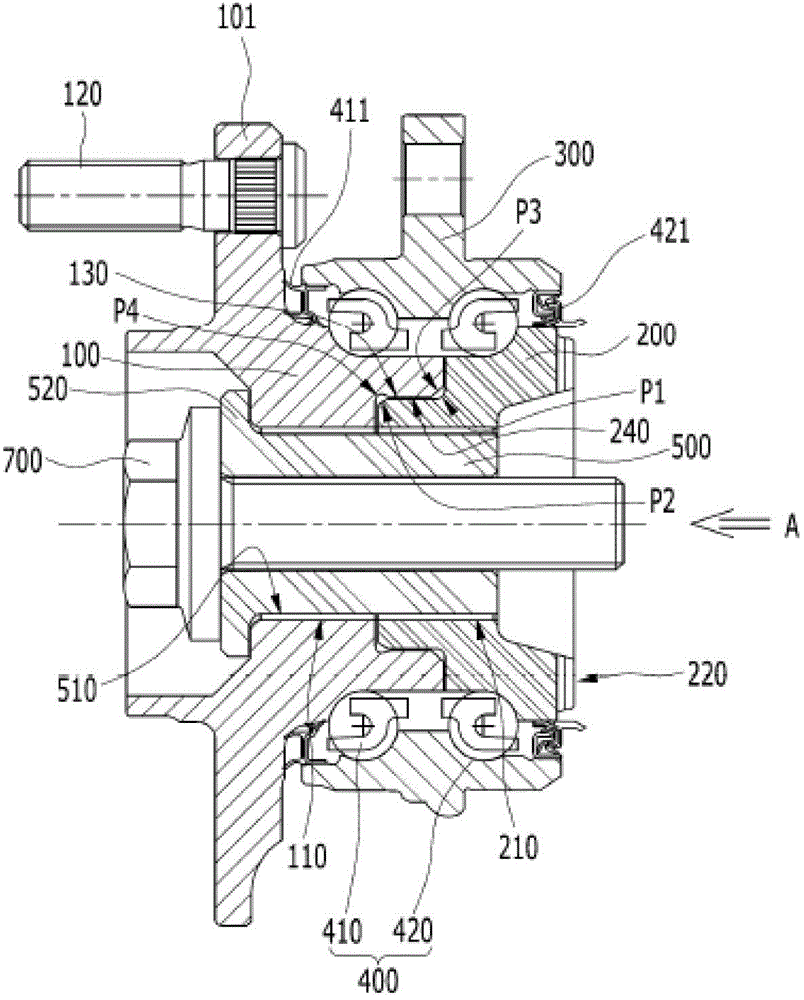 Wheel bearing combination structure and combination method