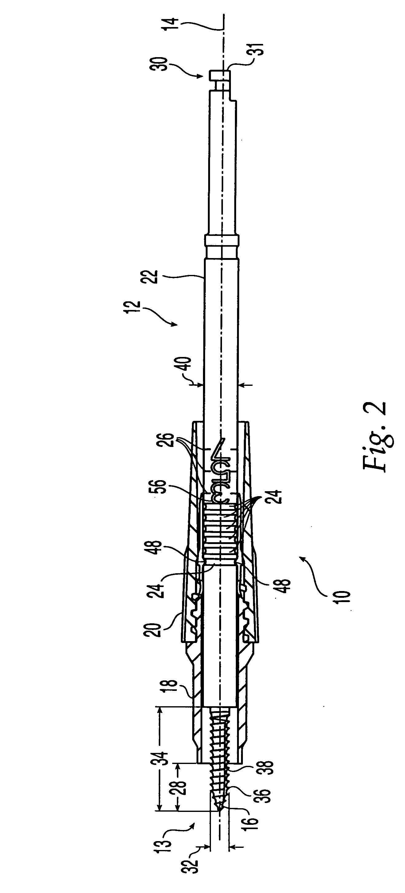 Adjustable length tap and method for drilling and tapping a bore in bone