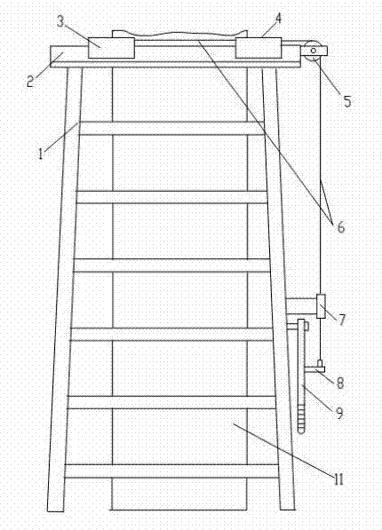 Ladder with sliding hoop