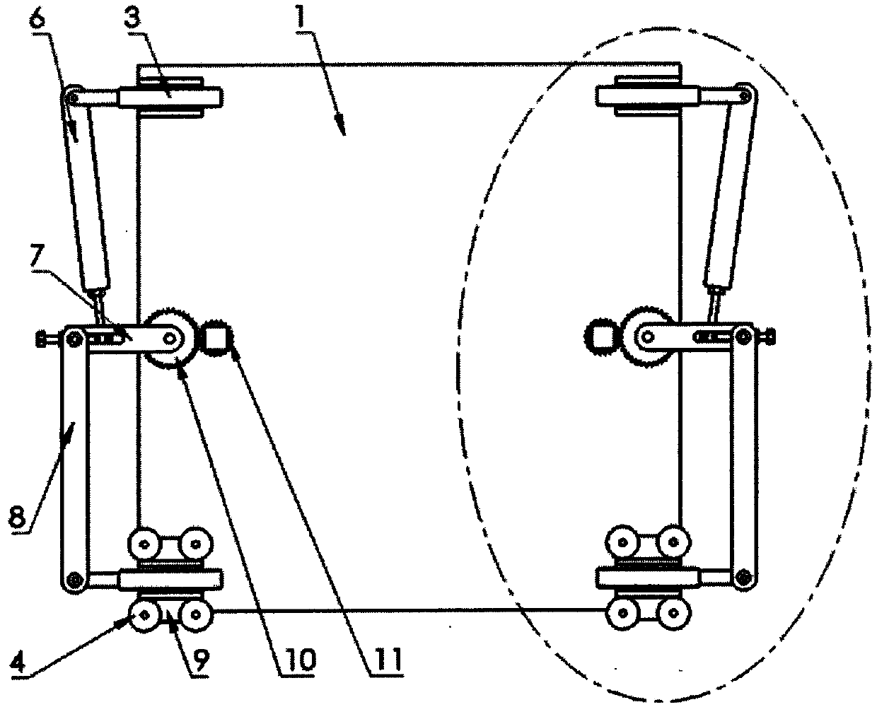 Annular rail guide vehicle active steering device adapting to different rail radii