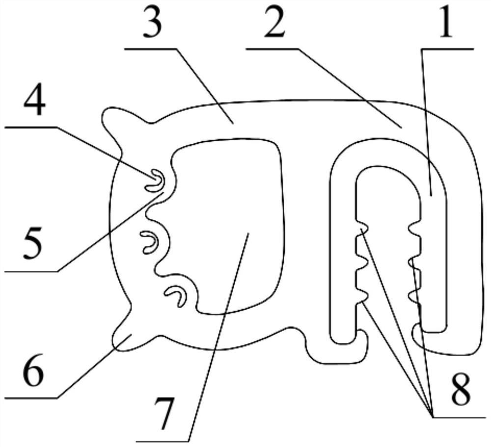 A kind of automobile door headway sealing strip