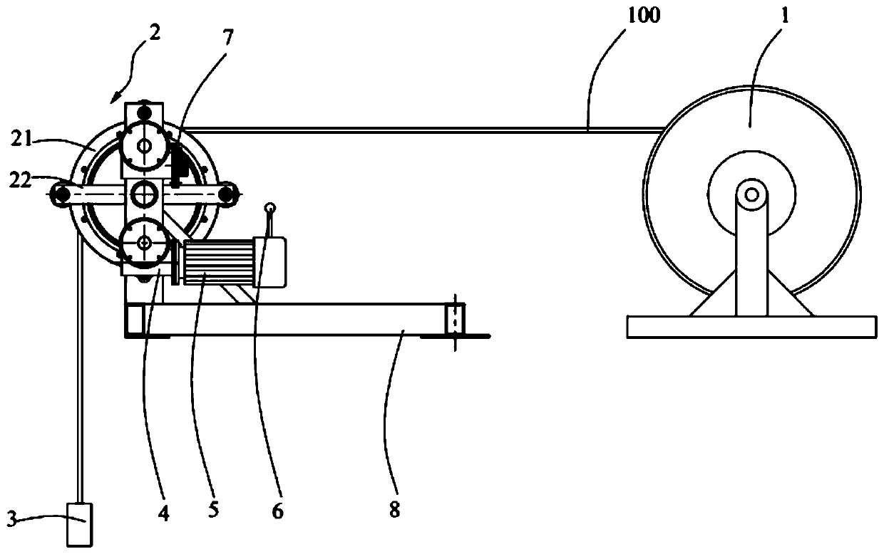 Rope retracting and releasing device
