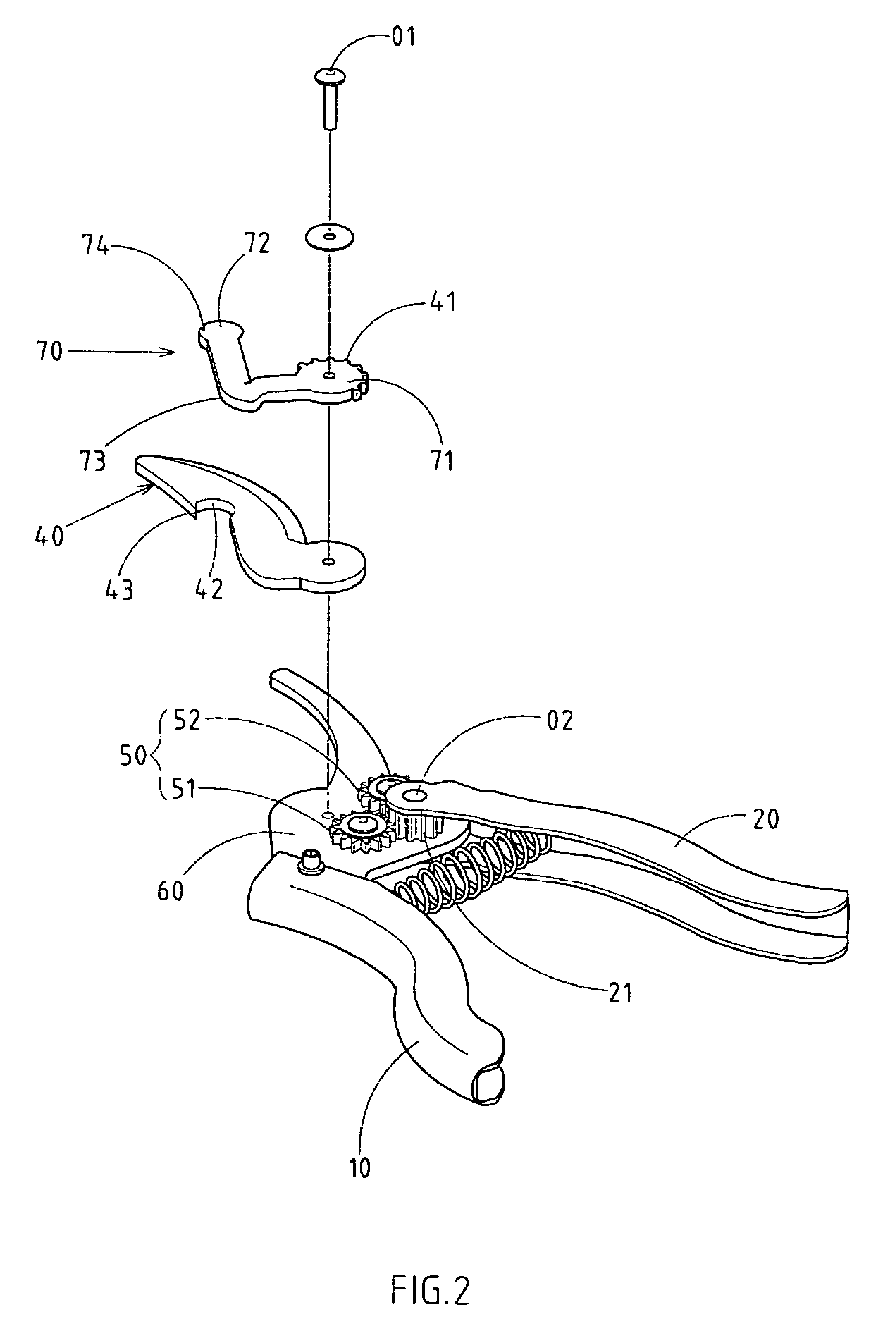 Gear-driven shears provided with a curved plate a movable jaw