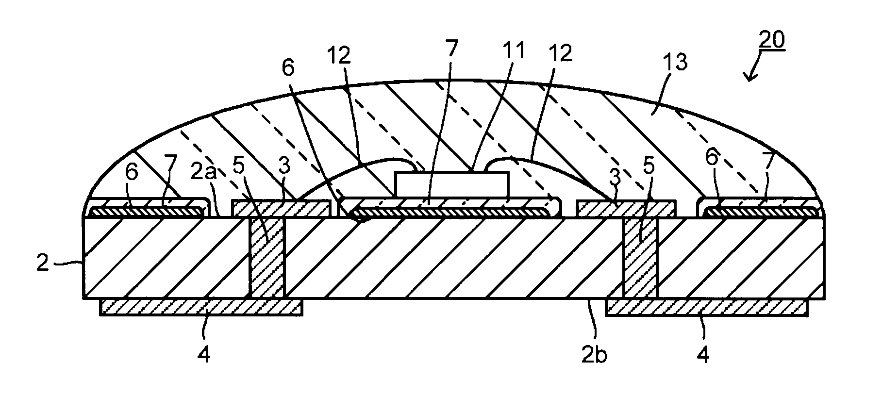 Substrate for mounting light-emitting element, production process thereof and light-emitting device