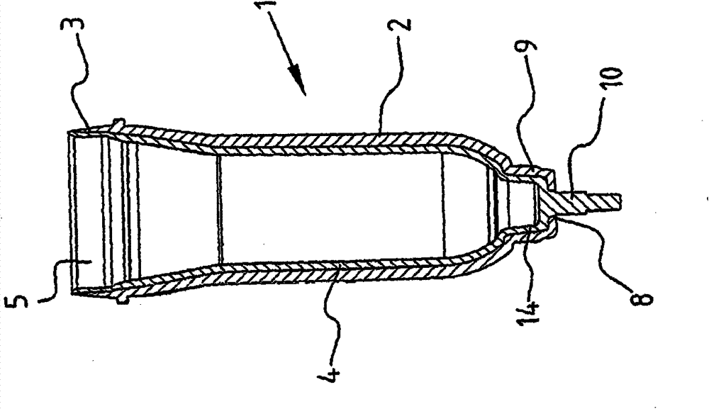 Container with deformable inner container and method for manufacture thereof