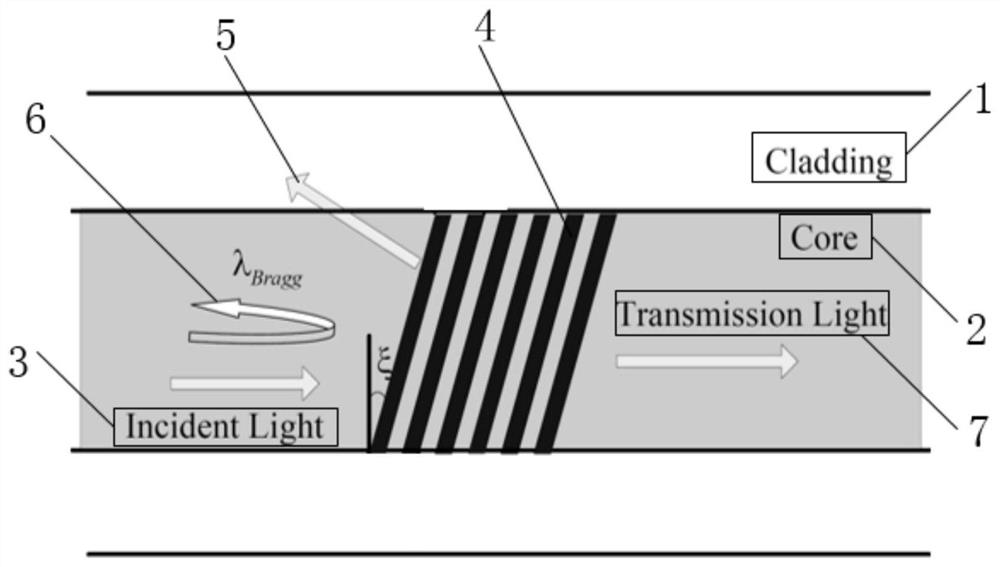 Embolism plaque detection optical fiber Raman probe based on inclined grating