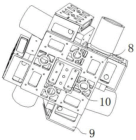 Four-way splicing type real-time panoramic imaging device