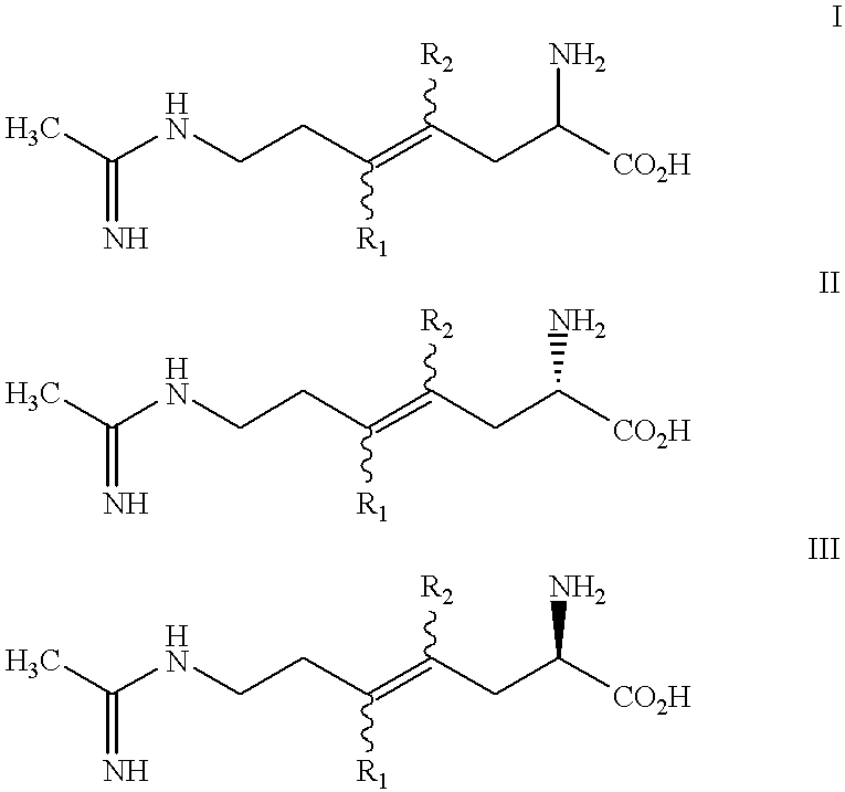Halogenated 2-amino-4, 5 heptenoic acid derivatives useful as nitric oxide synthase inhibitors