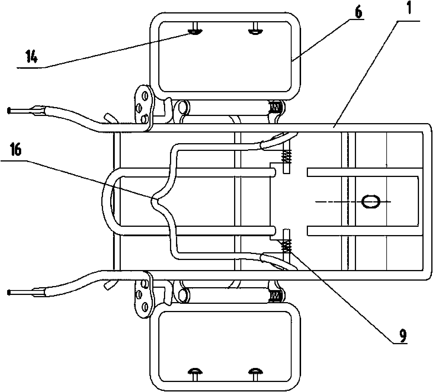 Middle rack mounted on camber beam of motorcycle