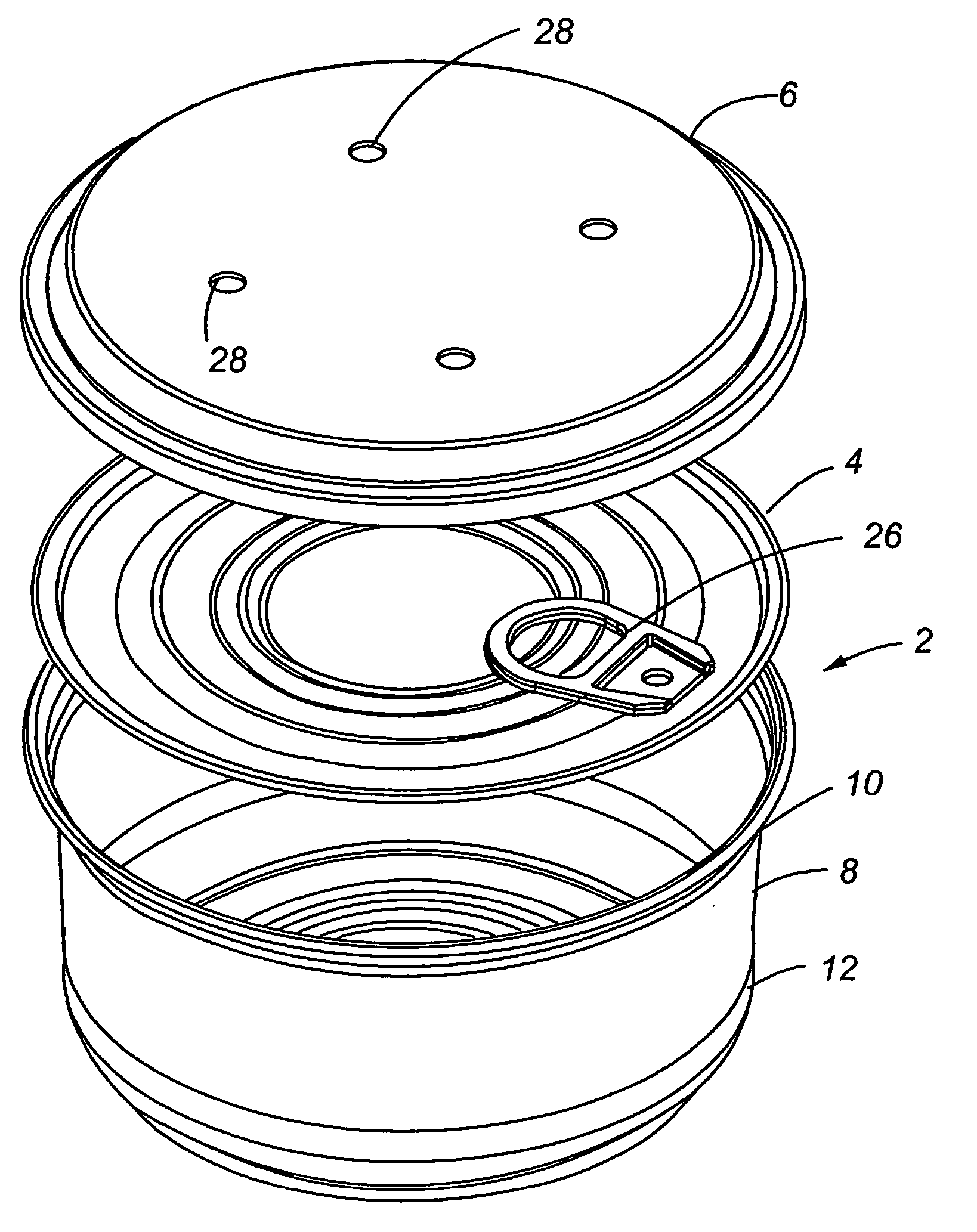 Microwavable metallic container