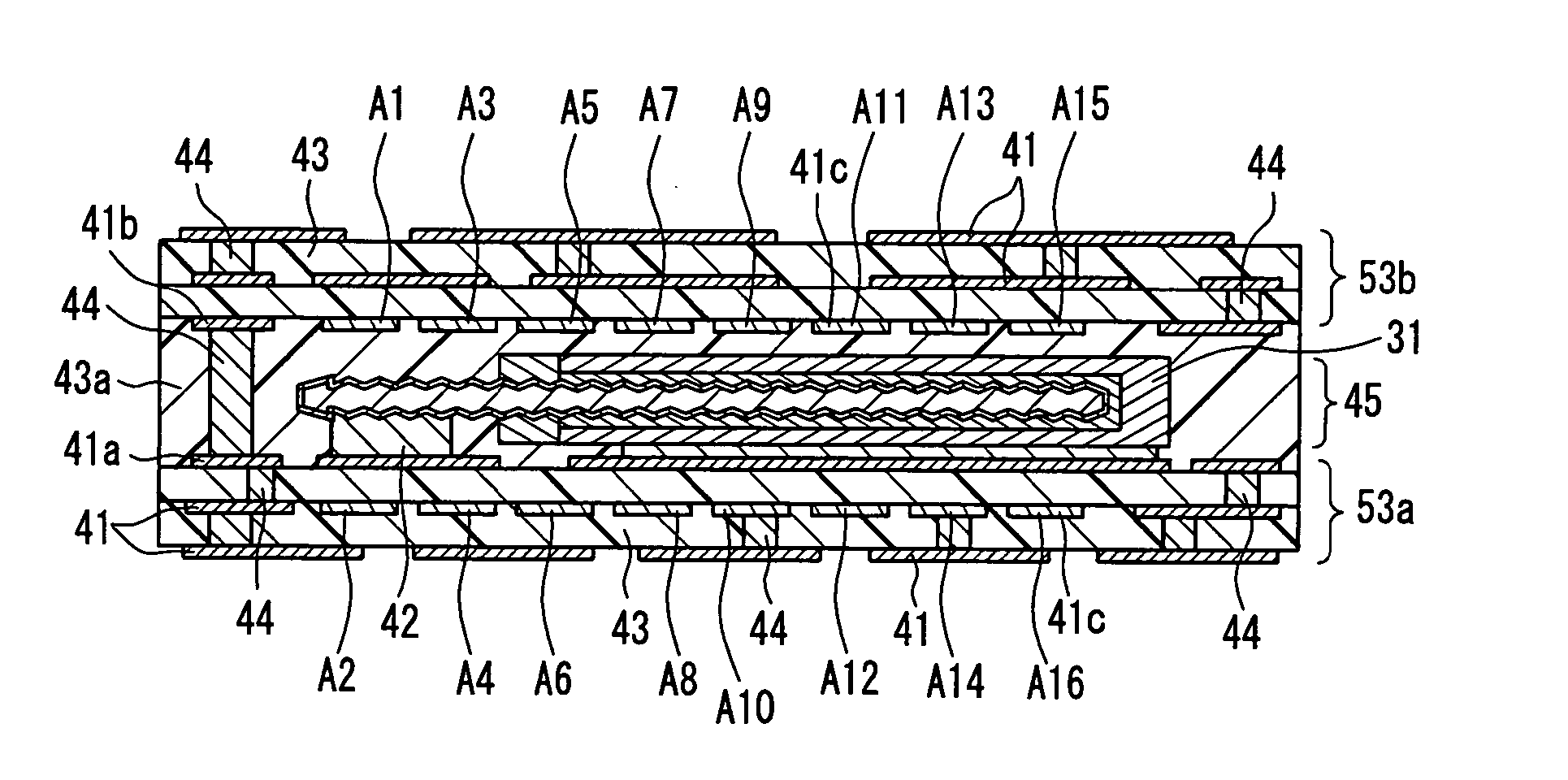 Module incorporating a capacitor, method for manufacturing the same, and capacitor used therefor