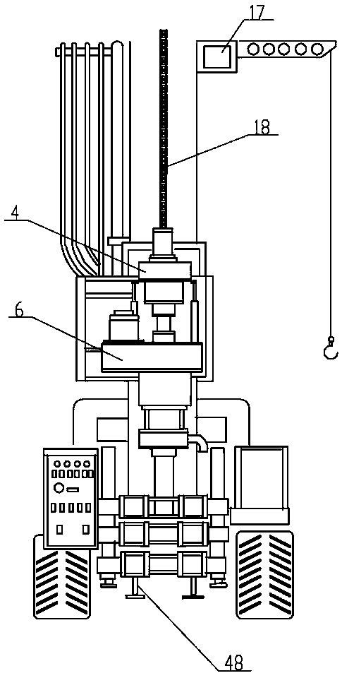 Double power head derrick and full hydraulic double power head casing drilling rig