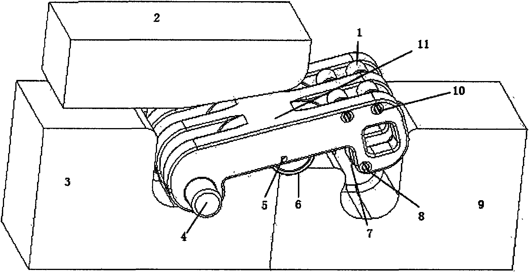 Flat-plate split joint latching device for flat-plate continuous sulfuration machine