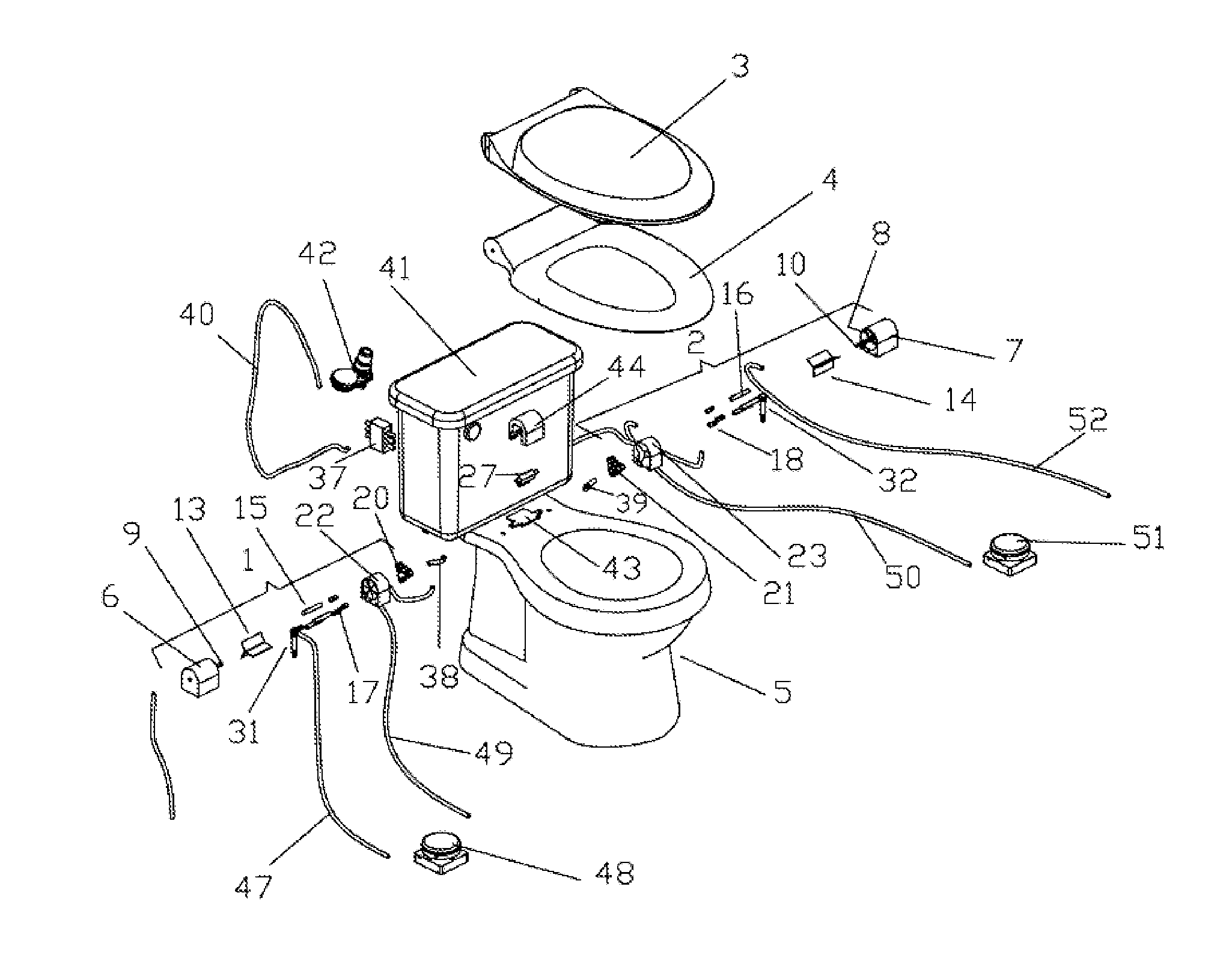 Hydraulic atuator device for raising and lowering a  seat and lid