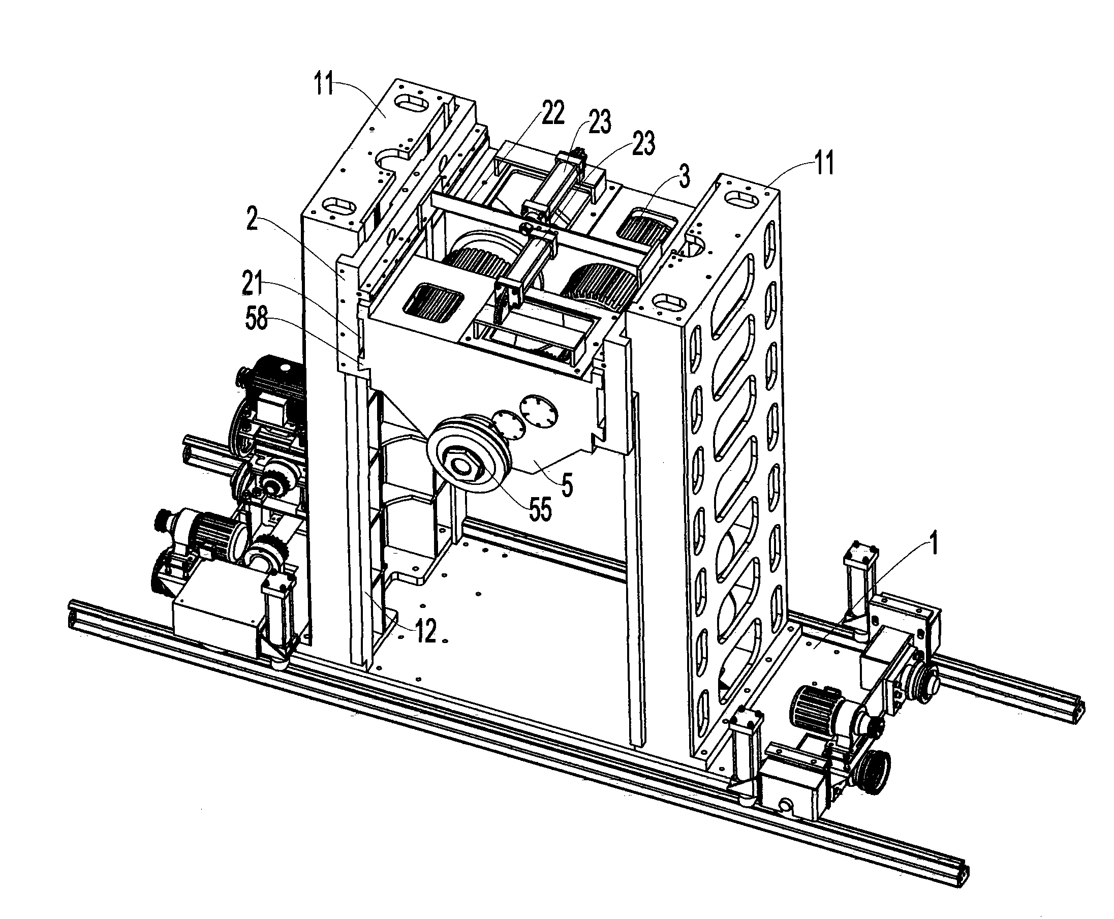 Double-assembly adjustable pitch mine quarrying machine