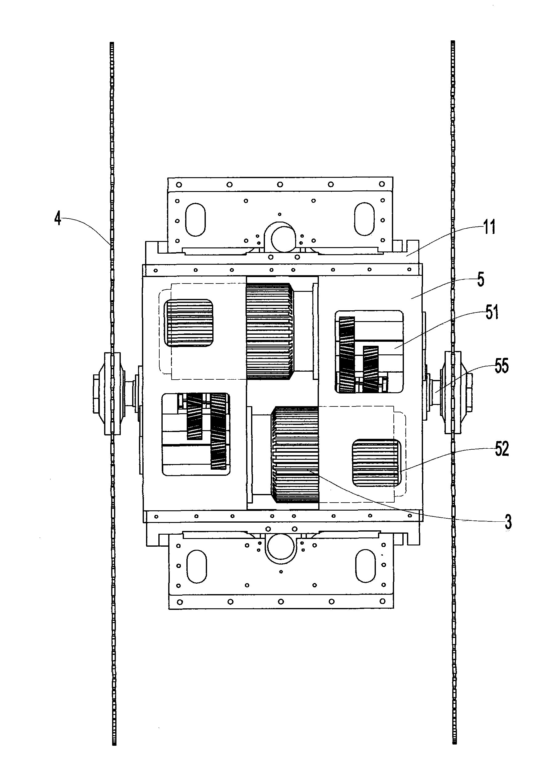 Double-assembly adjustable pitch mine quarrying machine