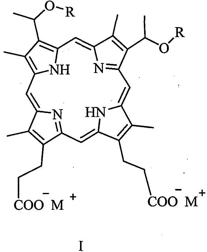 Novel porphin diether salt compound as well as preparation method and application thereof