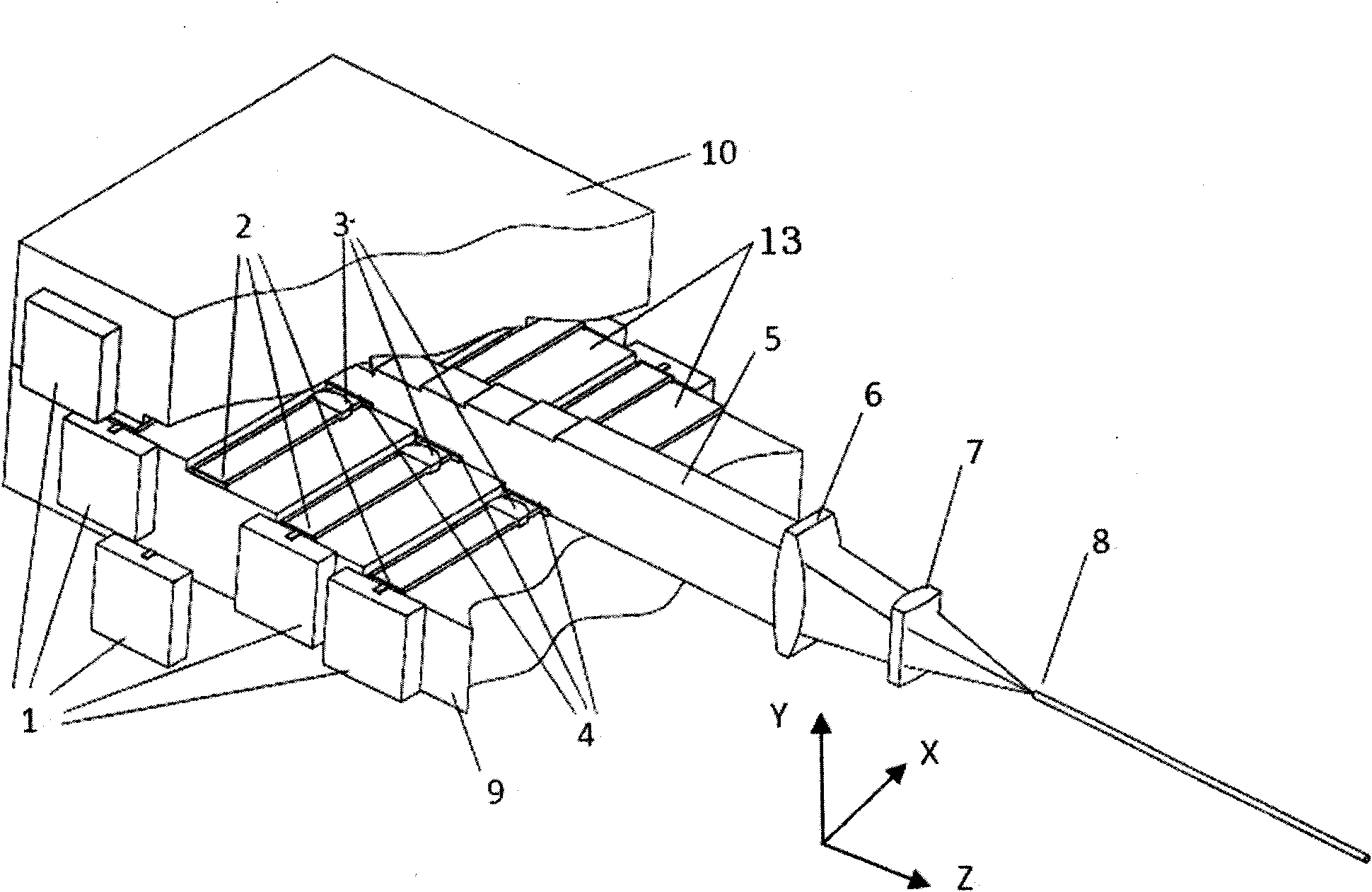 High-power semiconductor laser optical output module capable of being reused