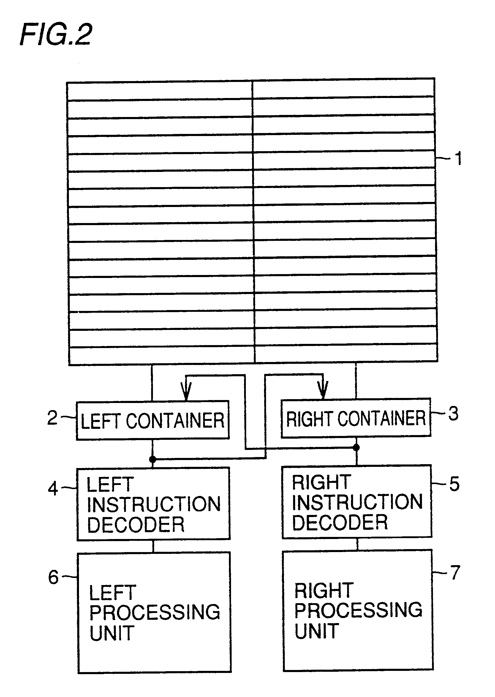 VLIW processor for exchanging and inputting sub-instructions to containers, and code compression device and method for compressing program code