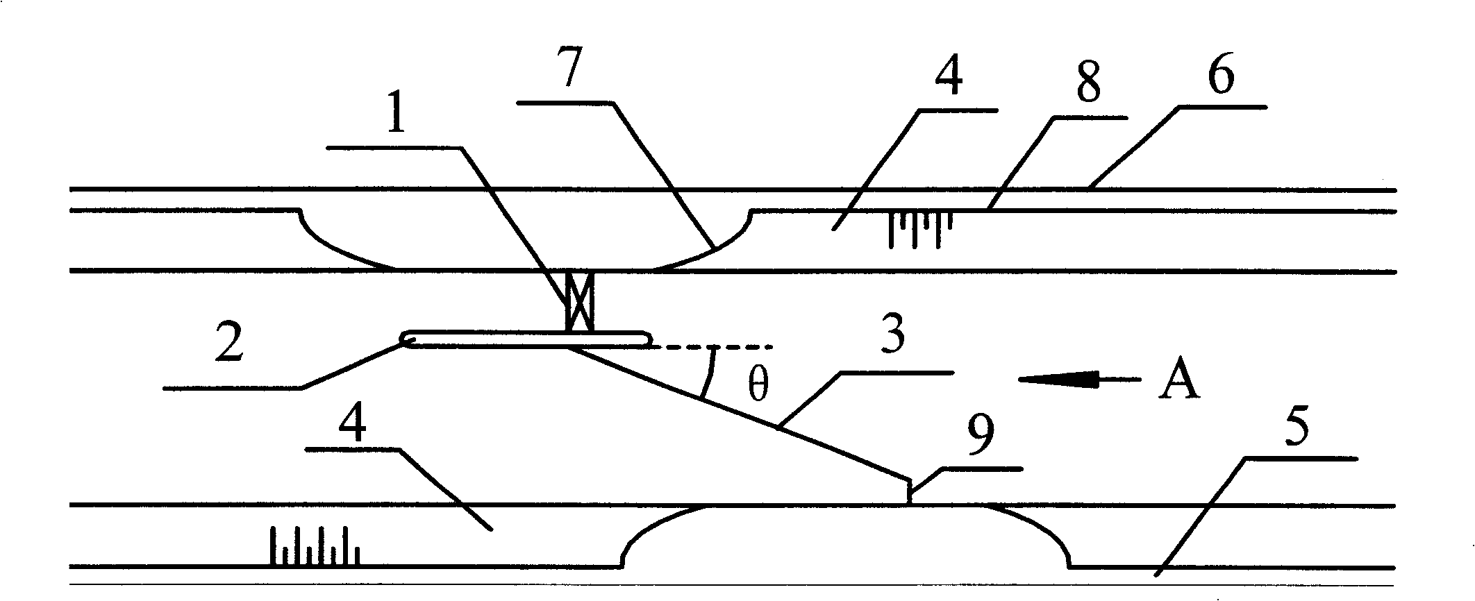 Oblique weir device on the river