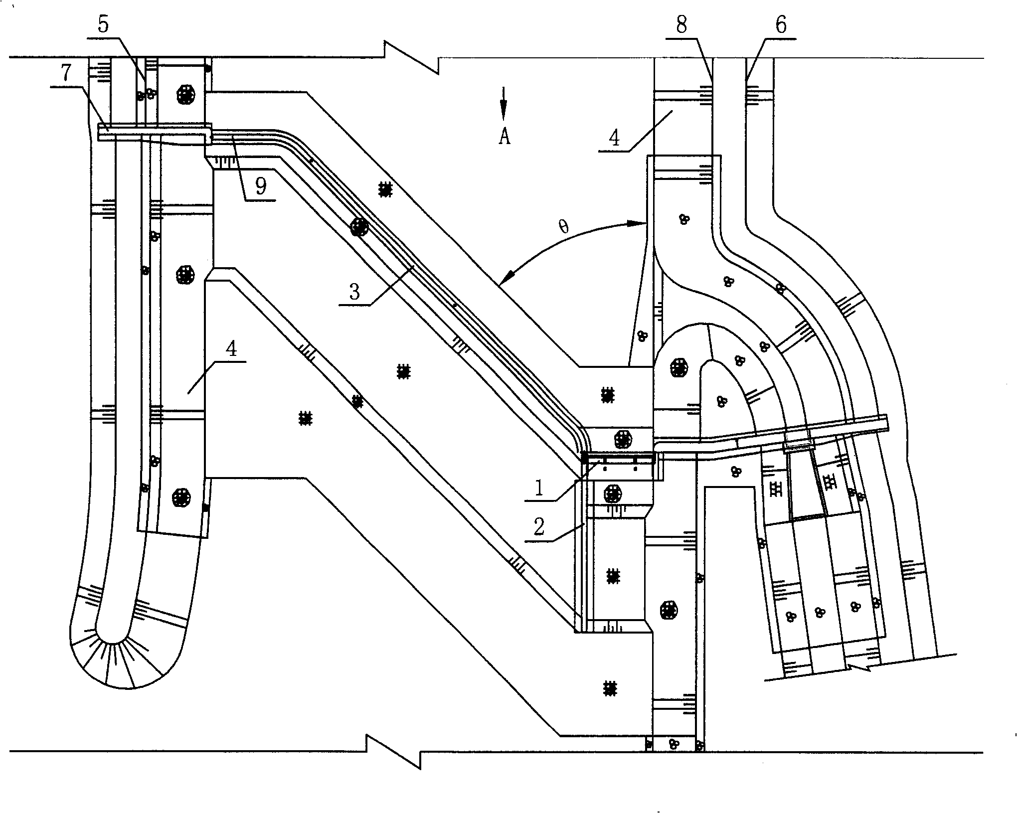 Oblique weir device on the river