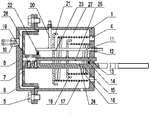 Sectional travel characteristic pneumatic actuator device of turbocharger