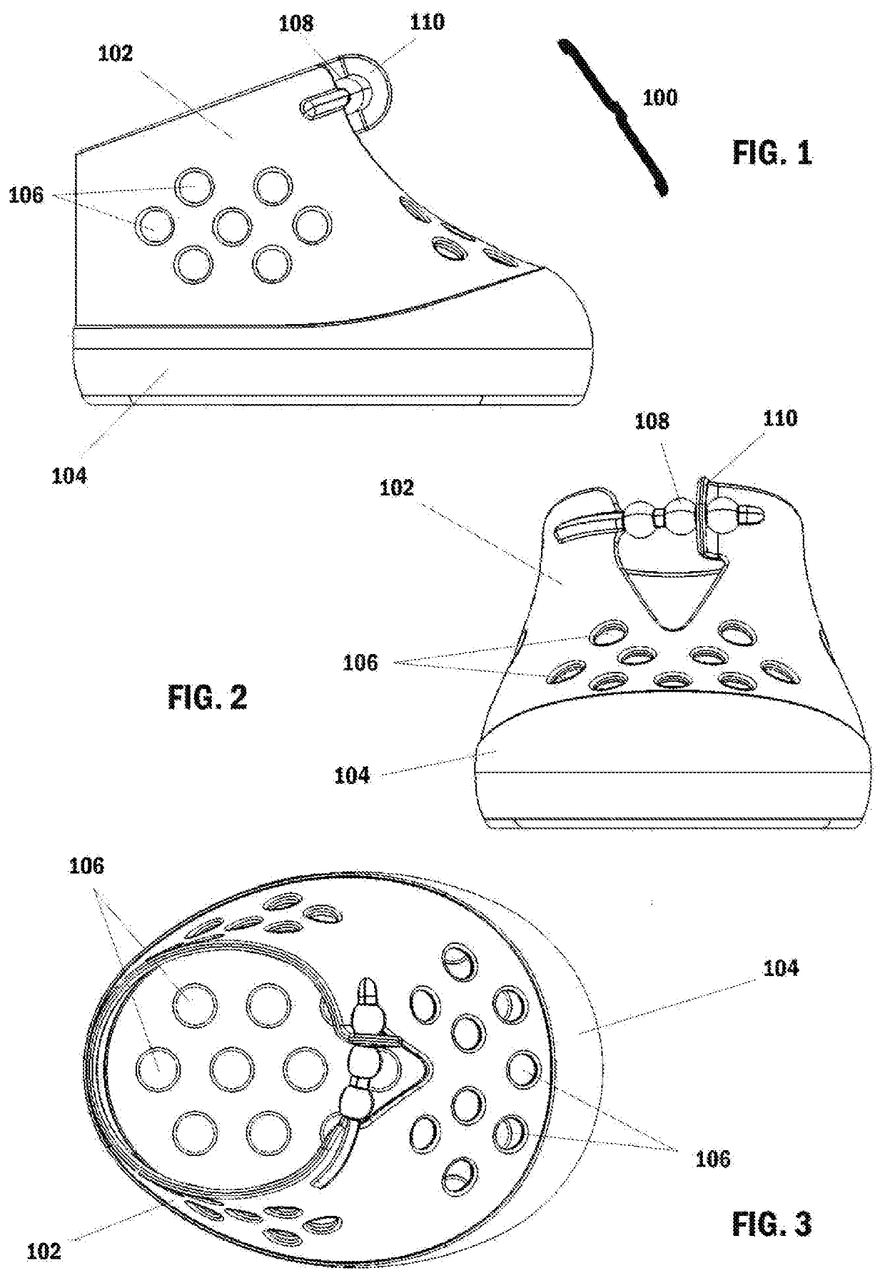 Wearable vented non-pinching pet shoe device