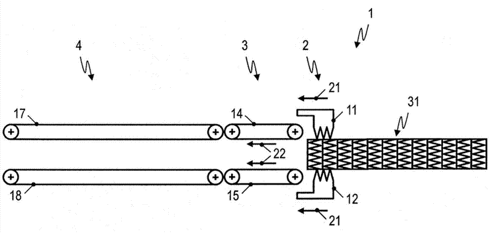 Device and method for conveying a spring serpentine