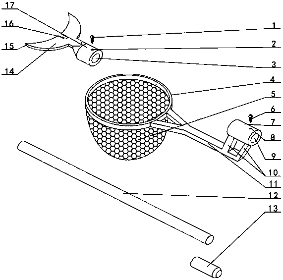 Crescent-moon-shovel type mulberry fruit picking device
