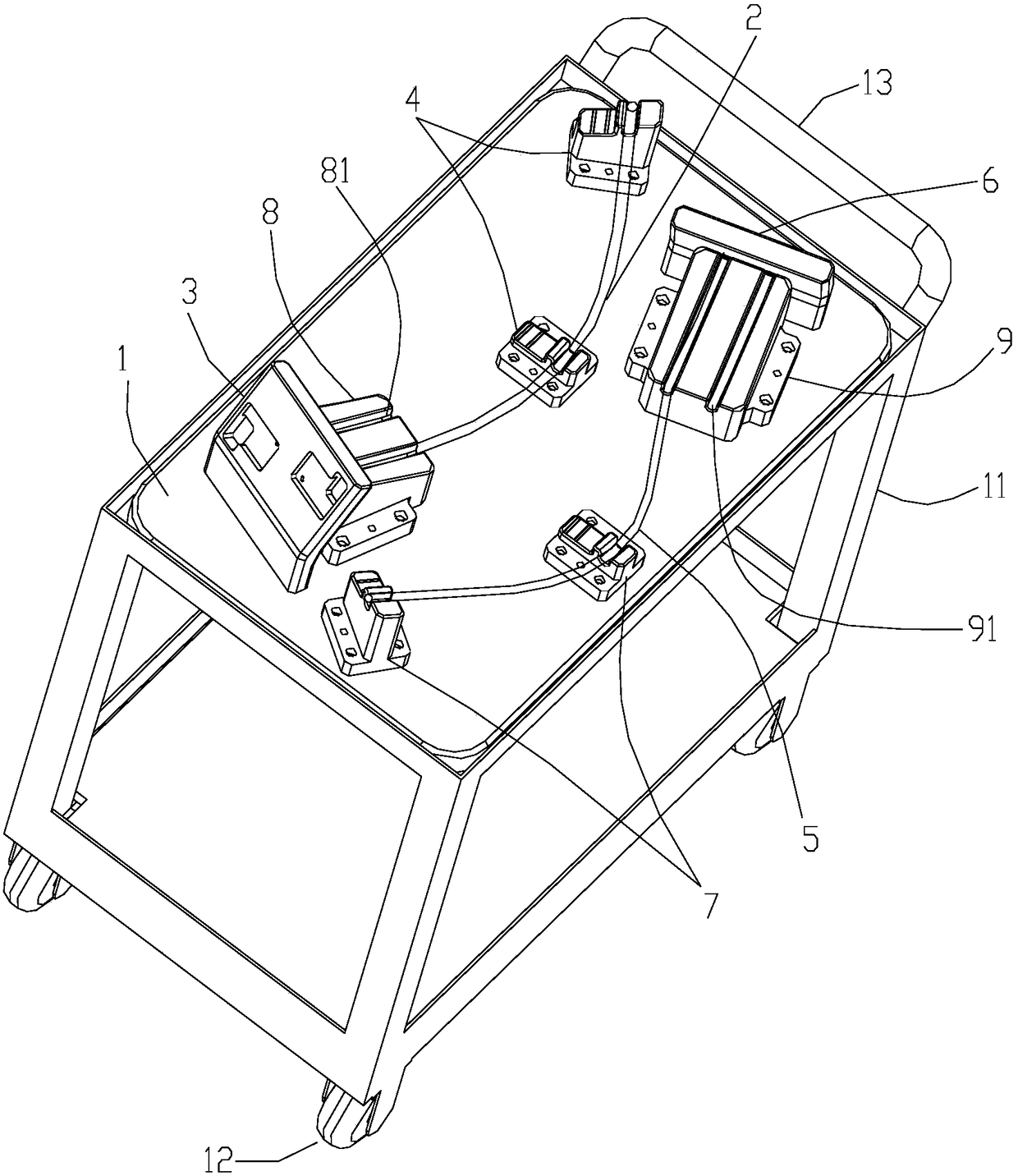 A detection device for a light guide strip of an automobile lamp