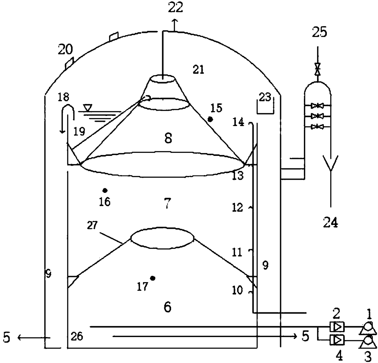 Novel UASB (Upflow Anaerobic Sludge Blanket) combined ABR (Anaerobic Baffled Reactor) granular sludge reactor and use method
