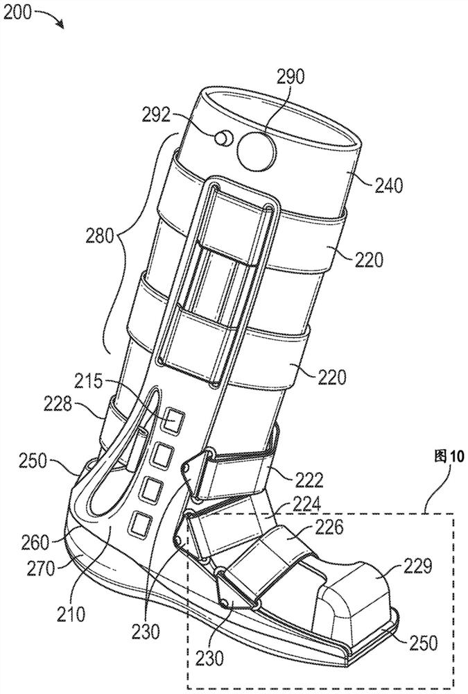 Walking boot, chafe assembly, protective rim for a push-button release valve and related methods