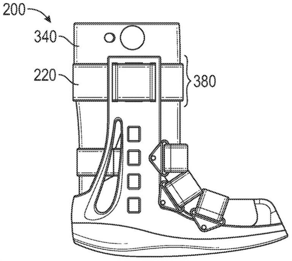 Walking boot, chafe assembly, protective rim for a push-button release valve and related methods
