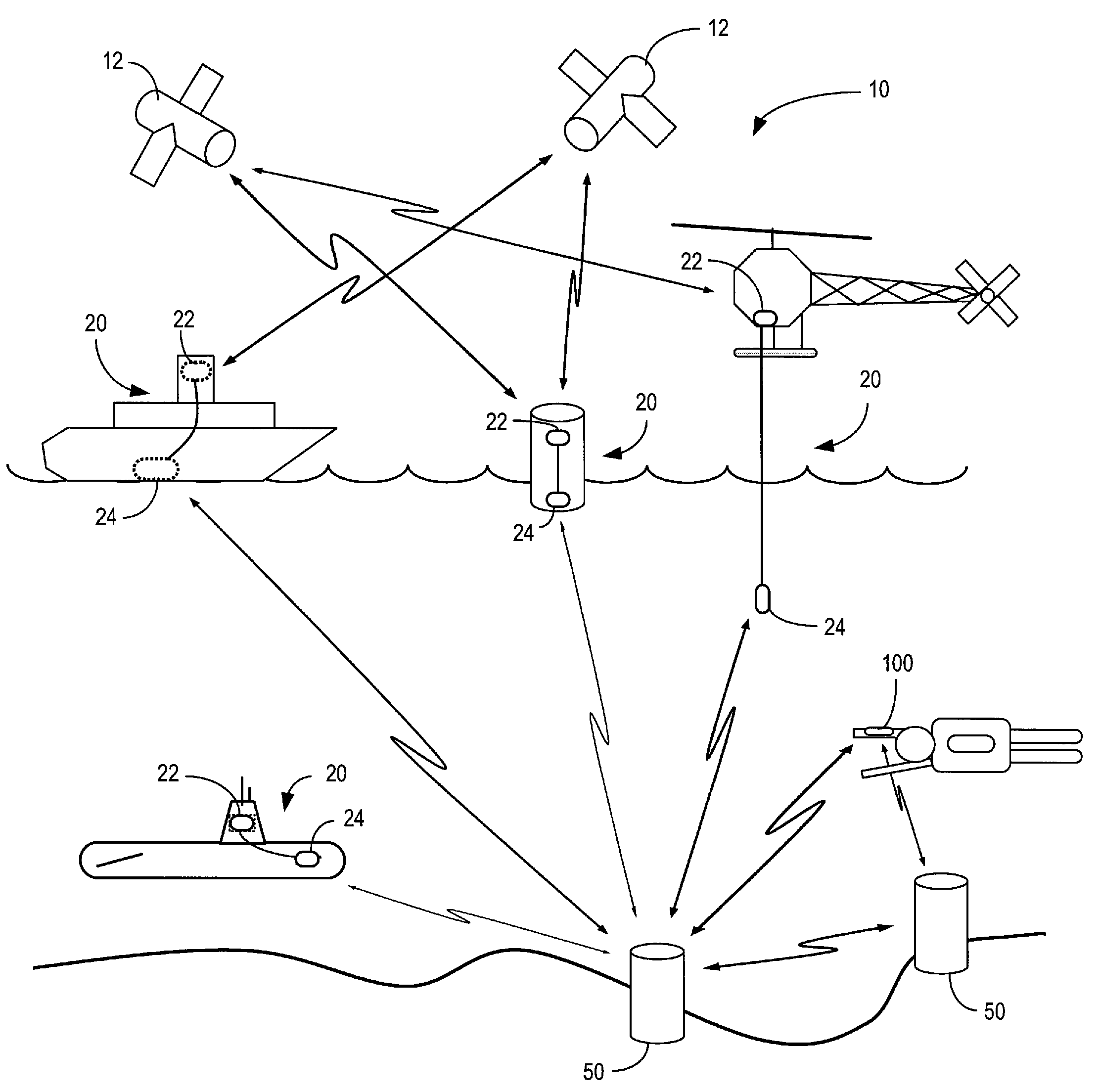 System and Method for Extending GPS to Divers and Underwater Vehicles