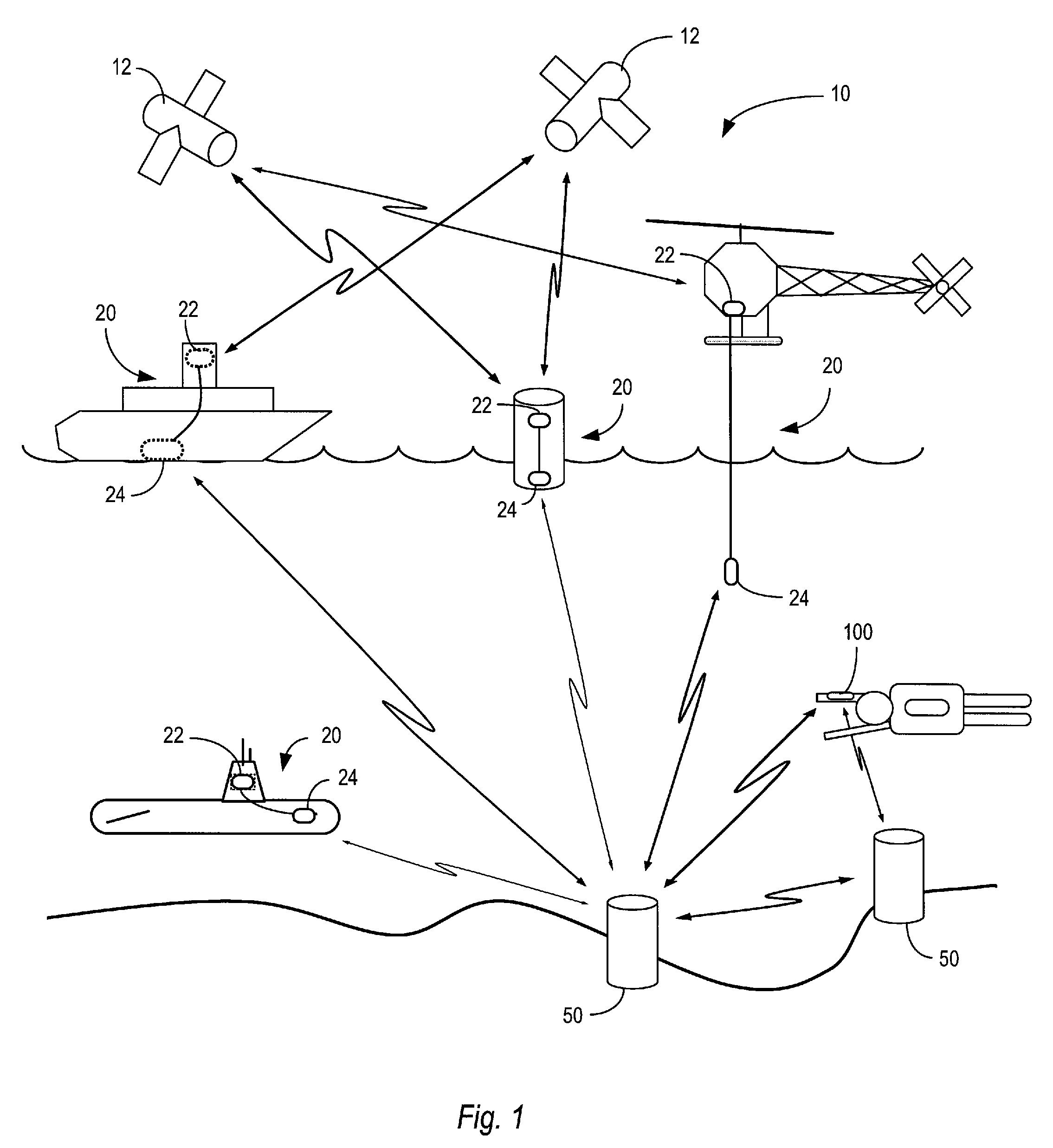 System and Method for Extending GPS to Divers and Underwater Vehicles